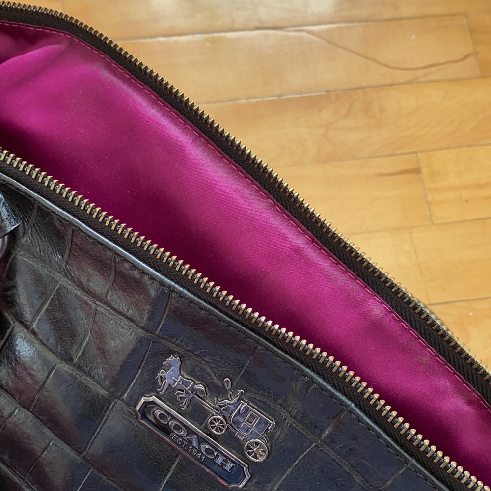 Coach Black Croc Embossed Madison Sophia Satchel - Picture 12 of 13